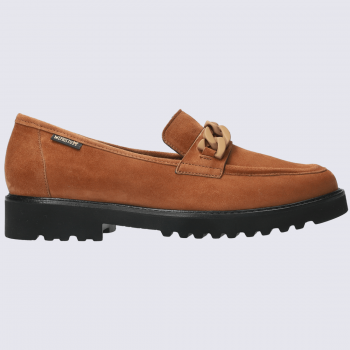 Mocassins Mephisto, mocassins cousu main femme en cuir velours marron