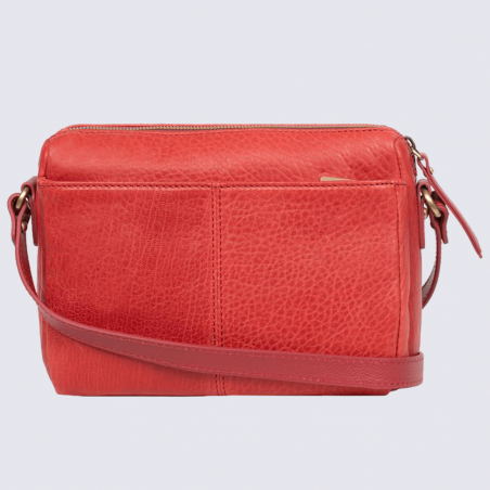 Sac à bandoulière Hexagona, sac à bandoulière femme en cuir rouge