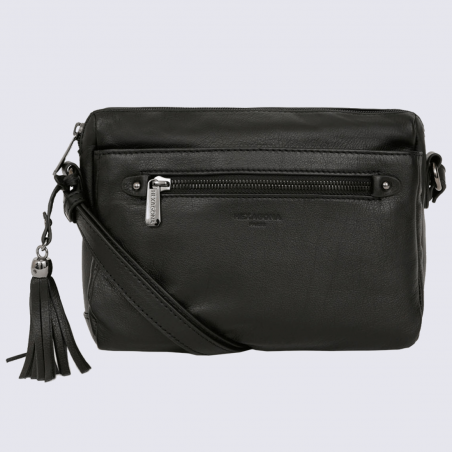 Sac à bandoulière Hexagona, sac à bandoulière femme en cuir noir