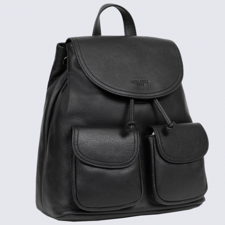 Sac à dos Hexagona, sac à dos tendance femme en cuir noir