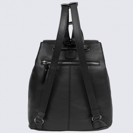 Sac à dos Hexagona, sac à dos tendance femme en cuir noir