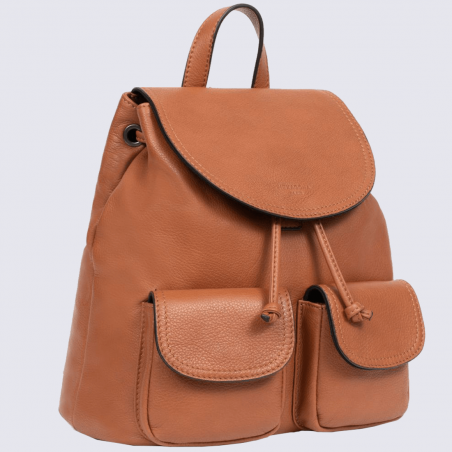 Sac à dos Hexagona, sac à dos tendance femme en cuir marron