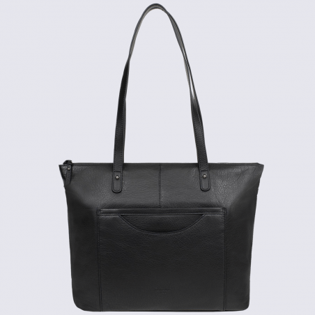 Sac cabas Hexagona, sac cabas porté épaule femme en cuir noir