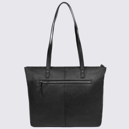 Sac cabas Hexagona, sac cabas porté épaule femme en cuir noir