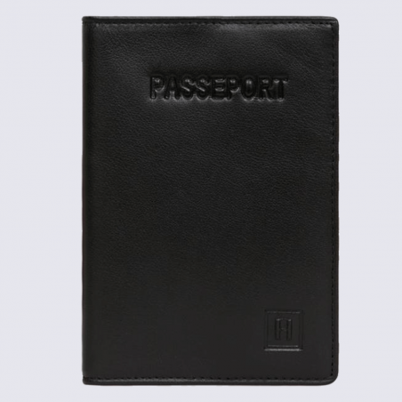 Porte-passeport Hexagona, étui à passeport unisexe en cuir noir