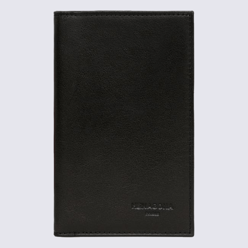Porte-papiers Hexagona, porte-papiers unisexe en cuir noir