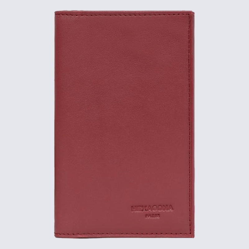 Porte-papiers Hexagona, porte-papiers unisexe en cuir rouge