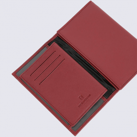 Porte-papiers Hexagona, porte-papiers unisexe en cuir rouge