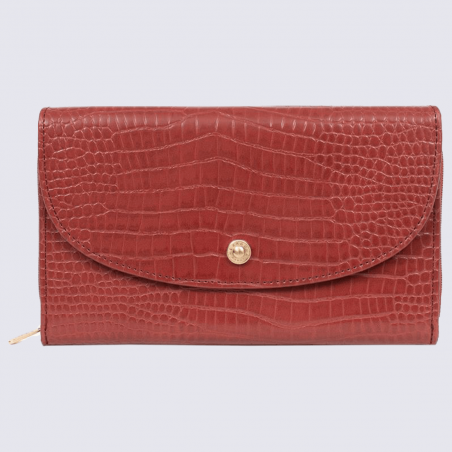 Compagnon Hexagona, compagnon de voyage imitation croco femme rouge