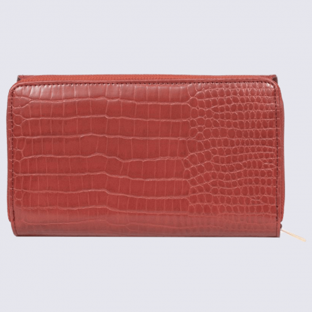 Compagnon Hexagona, compagnon de voyage imitation croco femme rouge