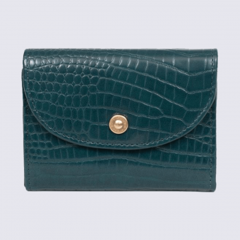 Portefeuille Hexagona, portefeuille imitation croco femme vert