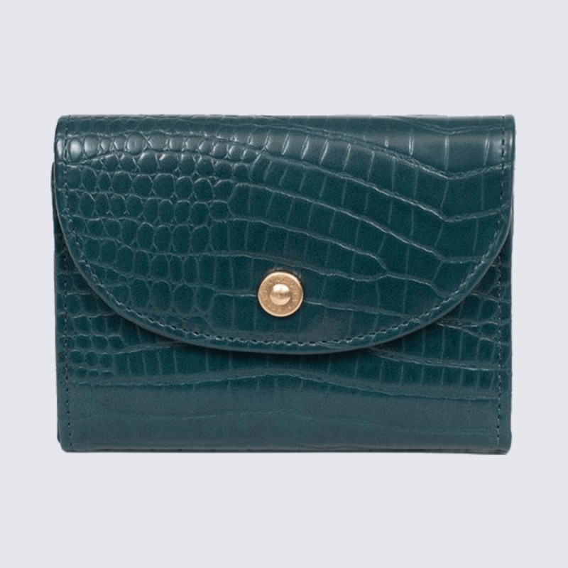 Portefeuille Hexagona, portefeuille imitation croco femme vert
