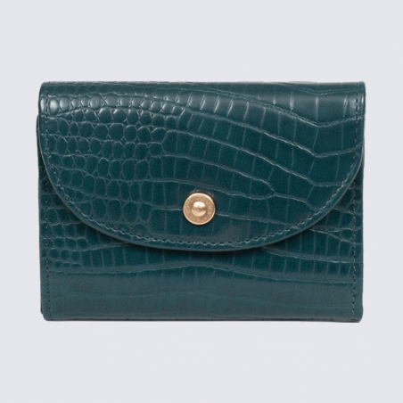 Portefeuille Hexagona, portefeuille imitation croco femme vert