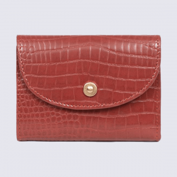 Portefeuille Hexagona, portefeuille imitation croco femme rouge