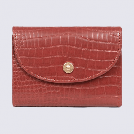 Portefeuille Hexagona, portefeuille imitation croco femme rouge