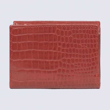 Portefeuille Hexagona, portefeuille imitation croco femme rouge