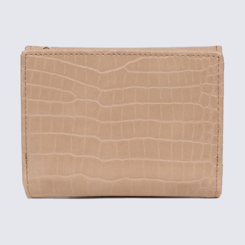 Portefeuille Hexagona, portefeuille imitation croco femme beige