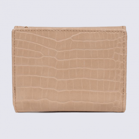 Portefeuille Hexagona, portefeuille imitation croco femme beige