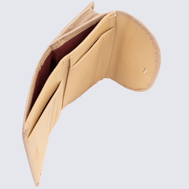 Portefeuille Hexagona, portefeuille imitation croco femme beige