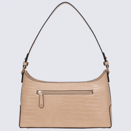 Sac porté épaule Hexagona, sac baguette imitation croco femme beige