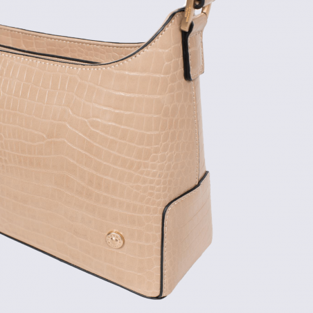 Sac porté épaule Hexagona, sac baguette imitation croco femme beige Sac porté épaule Hexagona, sac baguette imitation croco femme beige
