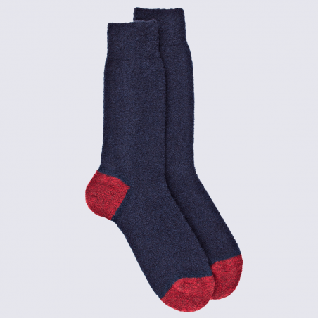 Chaussettes Doré Doré, chaussettes en laine polaire bicolore homme marine/rouge