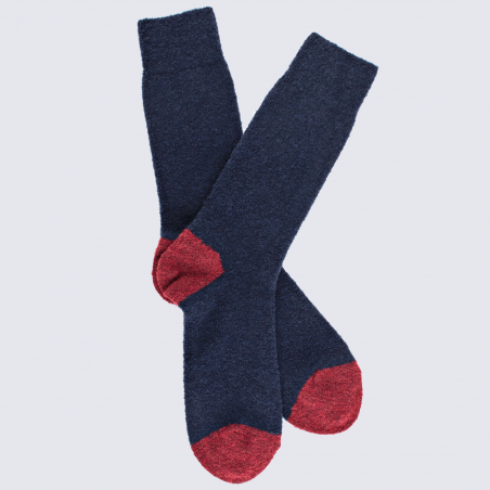 Chaussettes Doré Doré, chaussettes en laine polaire bicolore homme marine/rouge