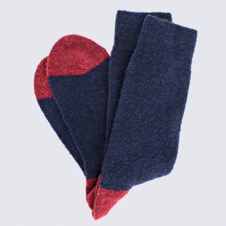 Chaussettes Doré Doré, chaussettes en laine polaire bicolore homme marine/rouge