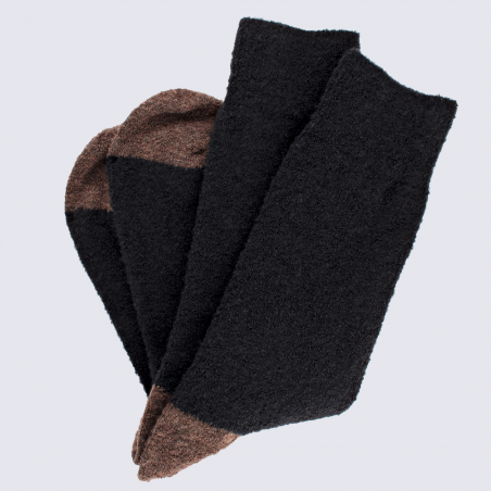 Chaussettes Doré Doré, chaussettes en laine polaire bicolore homme noir/café