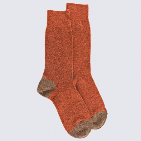 Chaussettes Doré Doré, chaussettes en laine polaire bicolore homme orange/brun