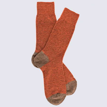 Chaussettes Doré Doré, chaussettes en laine polaire bicolore homme orange/brun