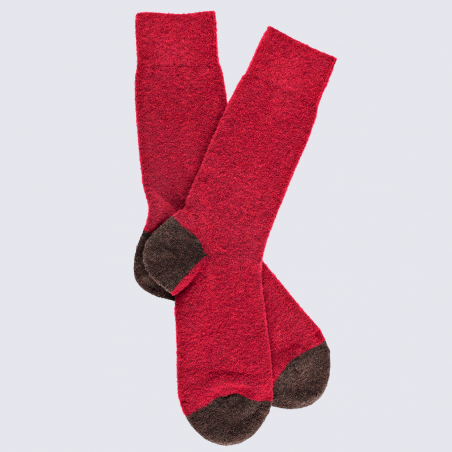 Chaussettes Doré Doré, chaussettes en laine polaire bicolore homme rouge/brun