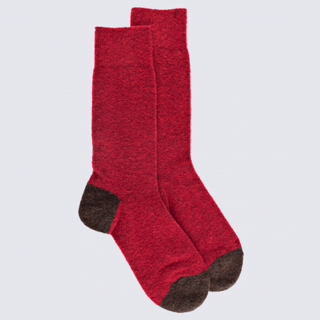 Chaussettes Doré Doré, chaussettes en laine polaire bicolore homme rouge/brun