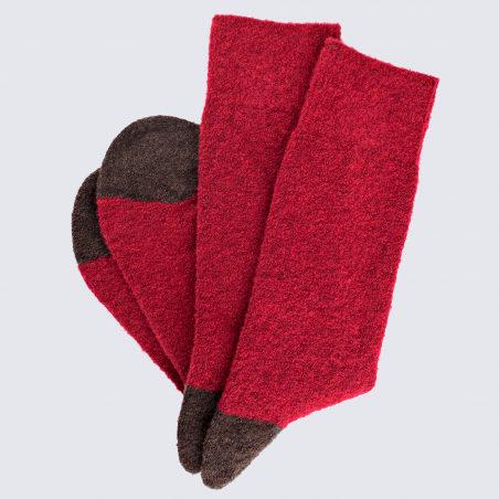 Chaussettes Doré Doré, chaussettes en laine polaire bicolore homme rouge/brun