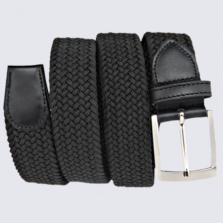 Ceinture Bernd Götz, ceinture tressé en cuir et tissu noir