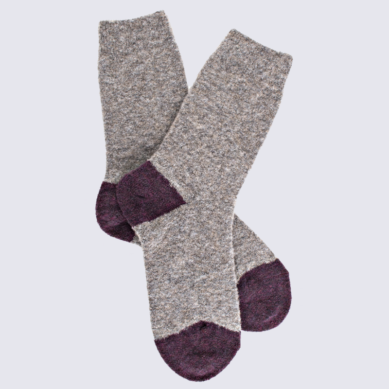 Chaussettes Doré Doré, chaussettes en laine polaire bicolore femme gris/bordeaux