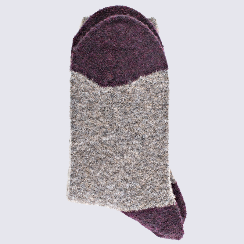 Chaussettes Doré Doré, chaussettes en laine polaire bicolore femme gris/bordeaux