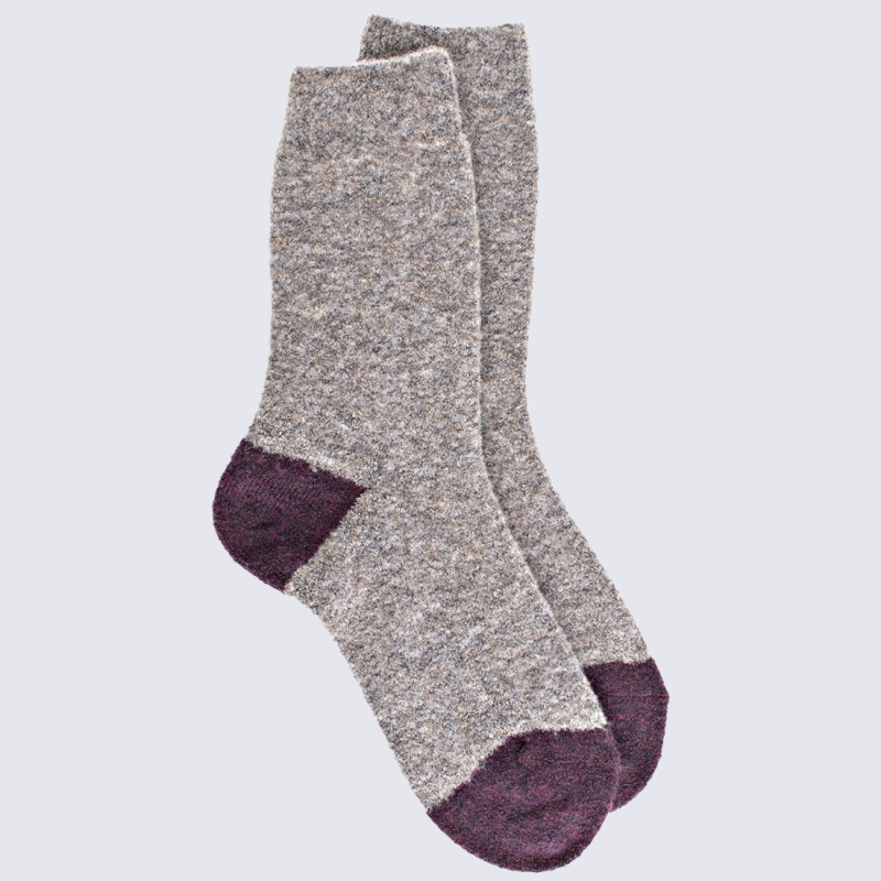 Chaussettes Doré Doré, chaussettes en laine polaire bicolore femme gris/bordeaux