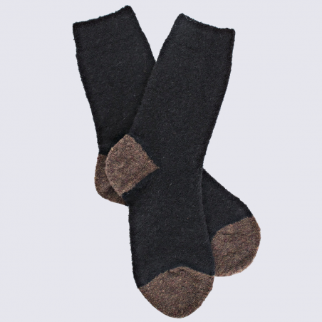 Chaussettes Doré Doré, chaussettes en laine polaire bicolore femme noir/brun