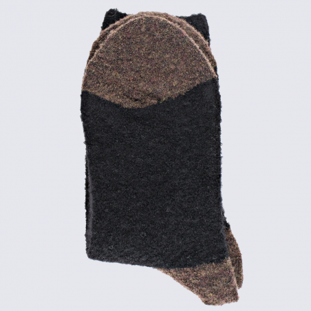Chaussettes Doré Doré, chaussettes en laine polaire bicolore femme noir/brun