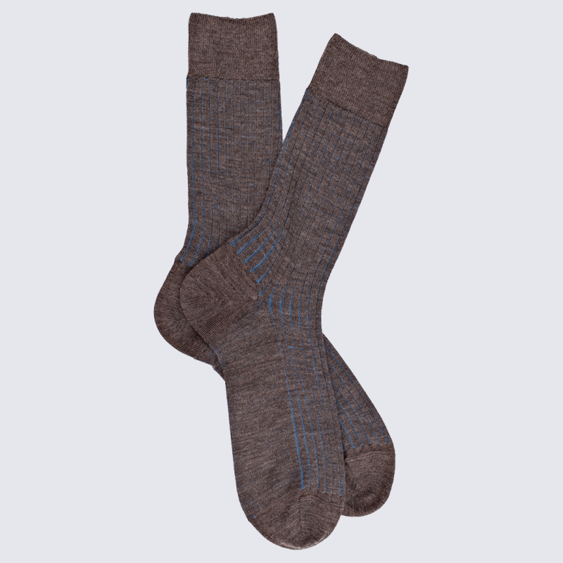 Chaussettes Doré Doré, chaussettes chaudes élégantes en laine mérinos homme  marron/bleu I Igert Chausseur & Maroquinier