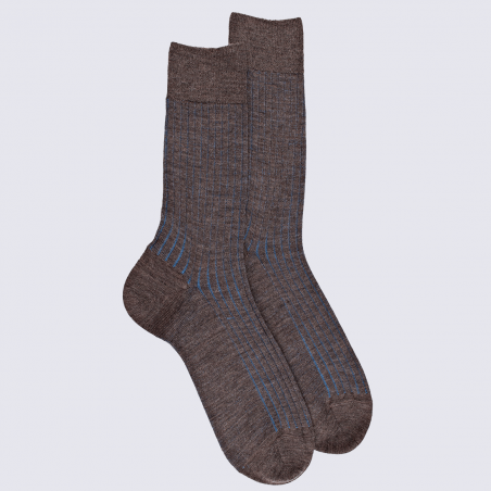 Chaussettes Doré Doré, chaussettes chaudes élégantes en laine mérinos homme marron/bleu