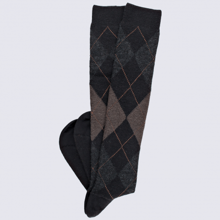 Mi-bas Doré Doré, mi-bas jacquard losanges en laine homme noir