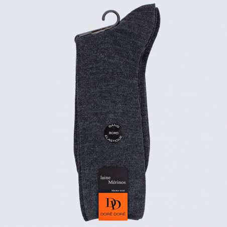 Chaussettes Doré Doré, chaussettes en laine confort homme gris anthracite