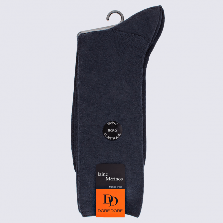 Chaussettes Doré Doré, chaussettes en laine confort homme bleu marine