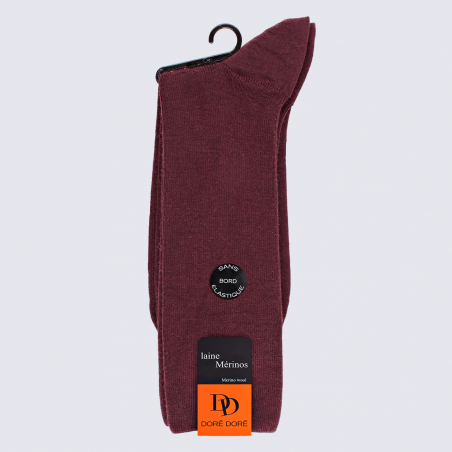 Chaussettes Doré Doré, chaussettes en laine confort homme bordeaux