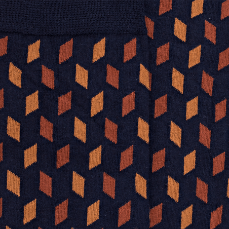 Chaussettes Doré Doré, chaussettes chevrons géométriques homme en coton bleu marine/orange