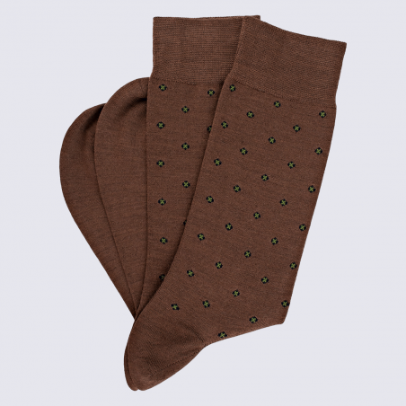 Chaussettes Doré Doré, chaussettes cravate losanges en laine homme marron