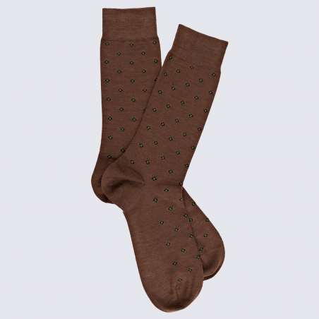 Chaussettes Doré Doré, chaussettes cravate losanges en laine homme marron