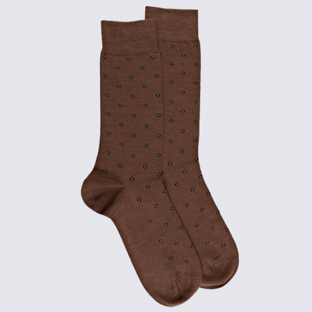 Chaussettes Doré Doré, chaussettes cravate losanges en laine homme marron